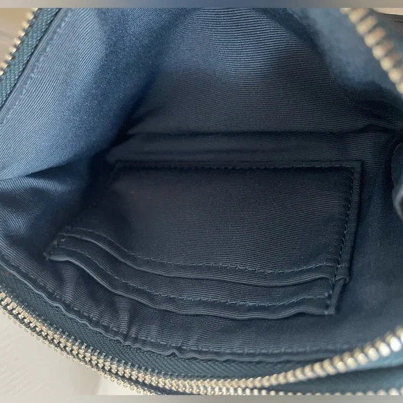 Coach Teal Blue Double Zip Leather Wristlet via - Picture 7 of 12